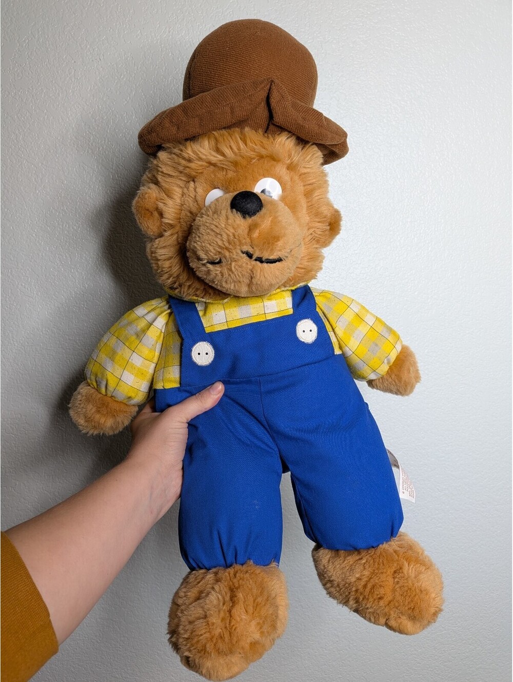 Vintage 1993 Berenstain Bears Papa Bear Plush Doll Chosun Overalls Hat